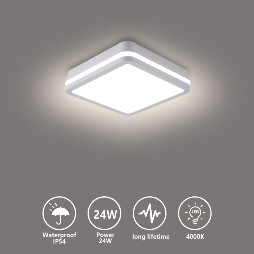 Brilagi - Luminaria LED para exterior BENE, 24 W, 230 V, 26 x 26 cm, blanca, IP54