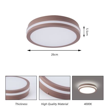 Brilagi - Luminaria exterior LED con sensor BENE LED/24W/230V Ø 26 cm marrón IP54