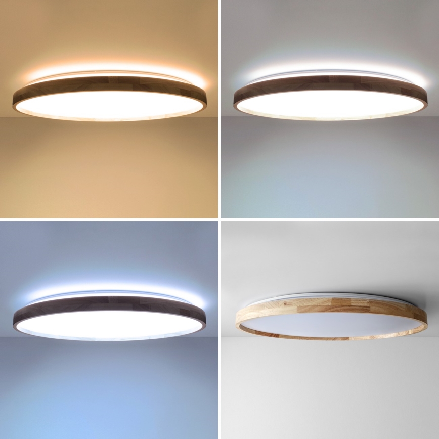 Brilagi - Plafón LED regulable ALSON LED/72W/230V 3000-6500K, roble, Ø 78 cm + mando a distancia