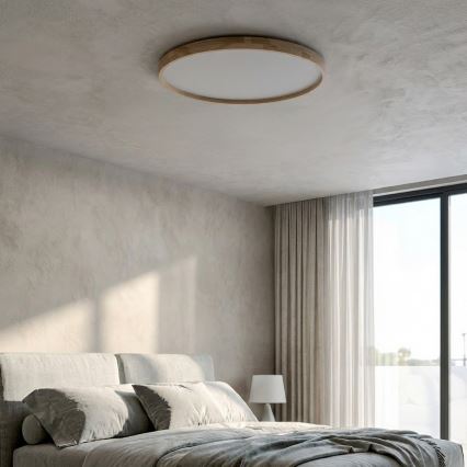 Brilagi - Plafón LED regulable ALSON LED/72W/230V 3000-6500K, roble, Ø 78 cm + mando a distancia