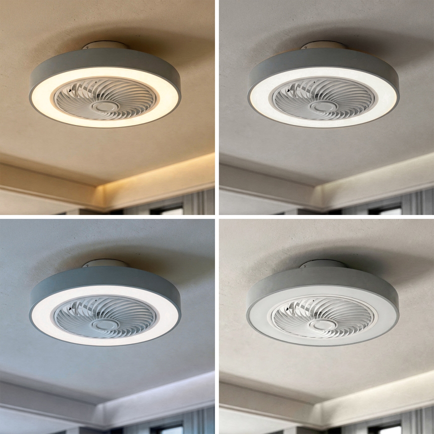 Brilagi - Lámpara de techo LED regulable con ventilador LED/38W/230V 3000-6500K diámetro 50 cm gris + mando a distancia