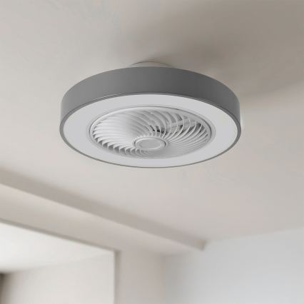 Brilagi - Lámpara de techo LED regulable con ventilador LED/38W/230V 3000-6500K diámetro 50 cm gris + mando a distancia