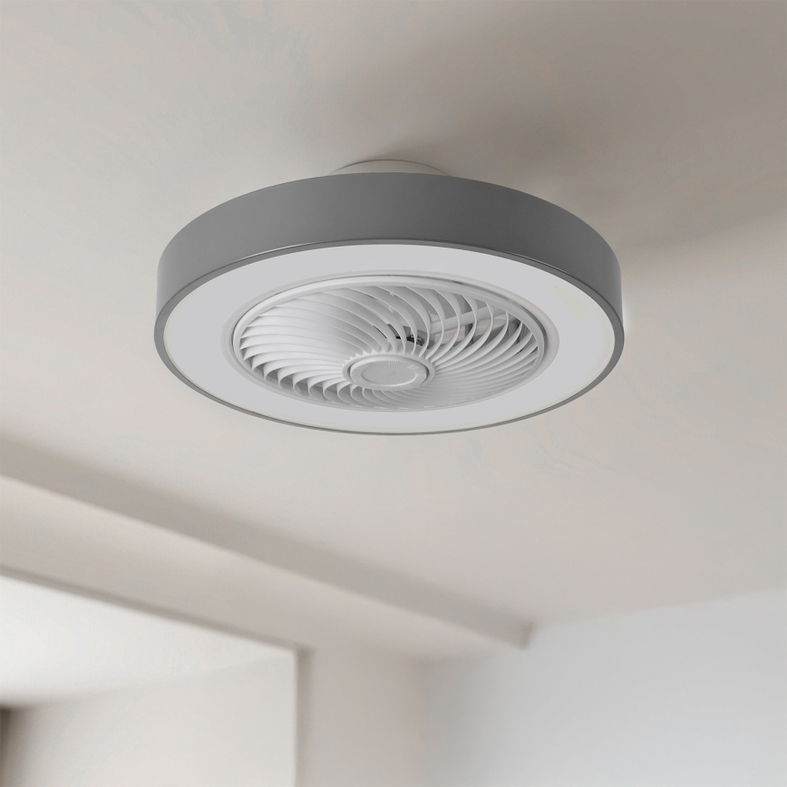 Brilagi - Lámpara de techo LED regulable con ventilador LED/38W/230V 3000-6500K diámetro 50 cm gris + mando a distancia