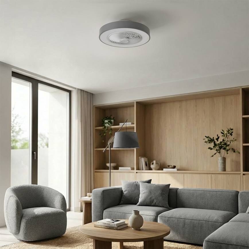 Brilagi - Lámpara de techo LED regulable con ventilador LED/38W/230V 3000-6500K diámetro 50 cm gris + mando a distancia