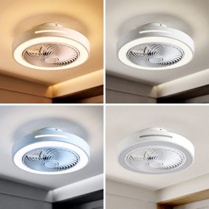 Brilagi - Lámpara de techo LED regulable con ventilador LED/38W/230V 3000-6500K 3000-6500K diámetro 46 cm blanca + mando a distancia