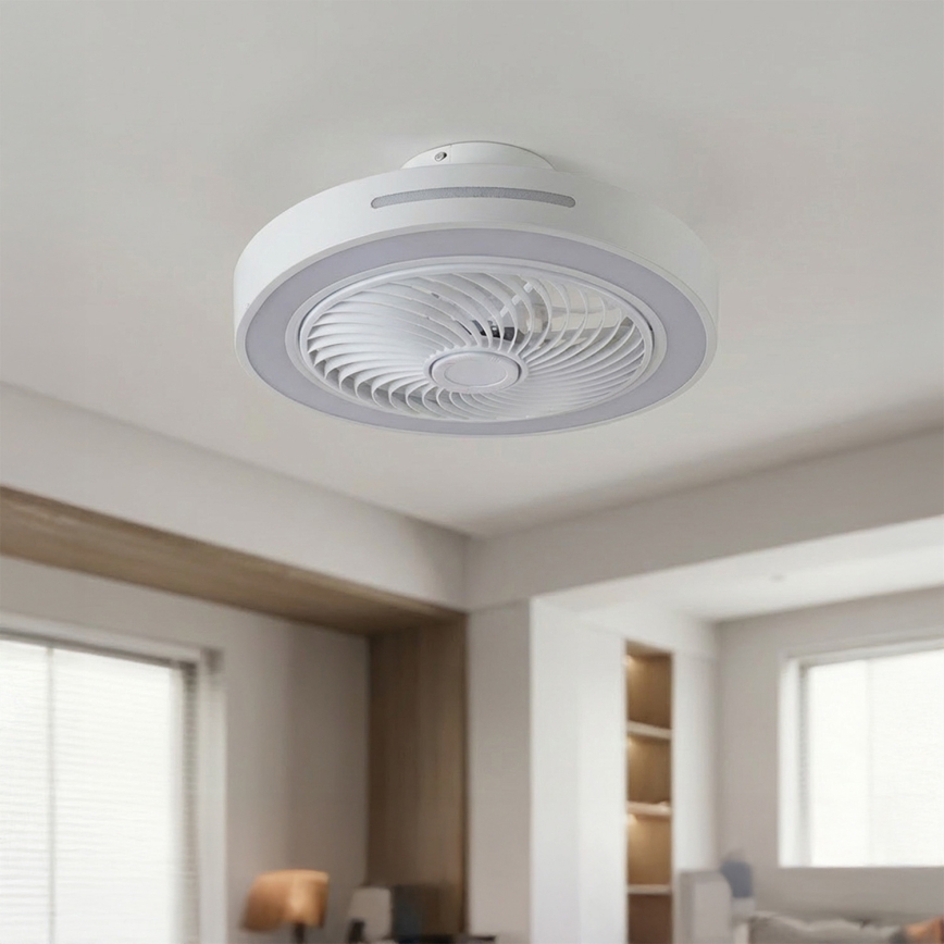 Brilagi - Lámpara de techo LED regulable con ventilador LED/38W/230V 3000-6500K 3000-6500K diámetro 46 cm blanca + mando a distancia
