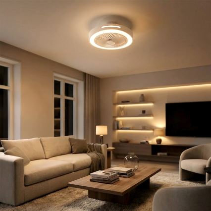 Brilagi - Lámpara de techo LED regulable con ventilador LED/38W/230V 3000-6500K 3000-6500K diámetro 46 cm blanca + mando a distancia