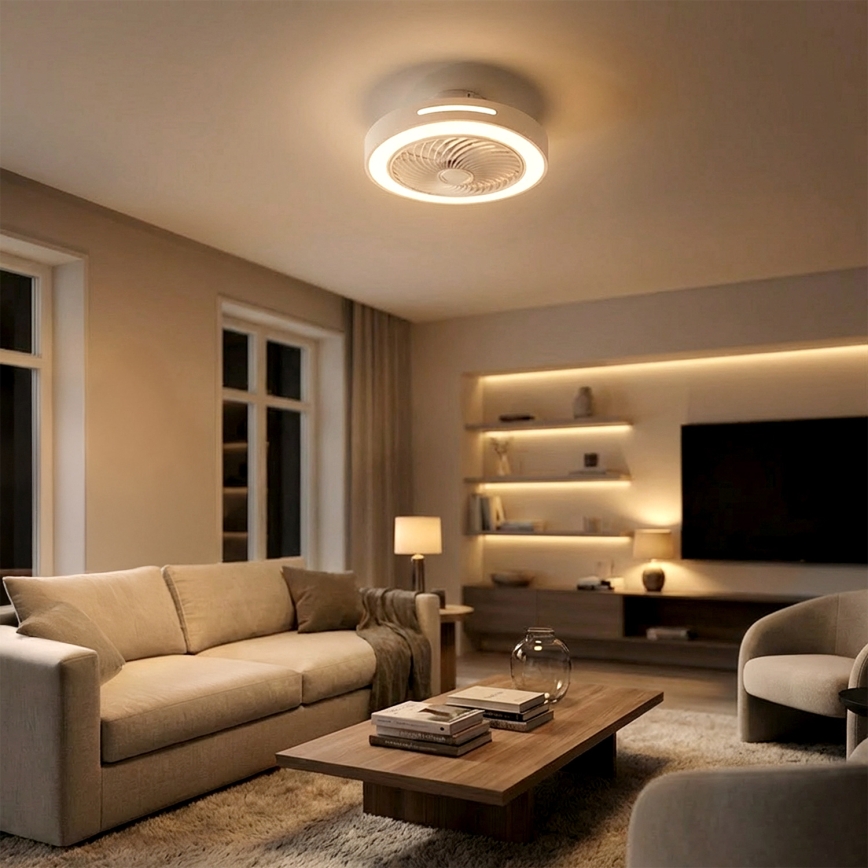 Brilagi - Lámpara de techo LED regulable con ventilador LED/38W/230V 3000-6500K 3000-6500K diámetro 46 cm blanca + mando a distancia