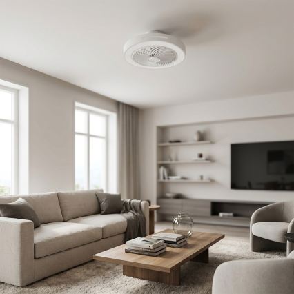 Brilagi - Lámpara de techo LED regulable con ventilador LED/38W/230V 3000-6500K 3000-6500K diámetro 46 cm blanca + mando a distancia