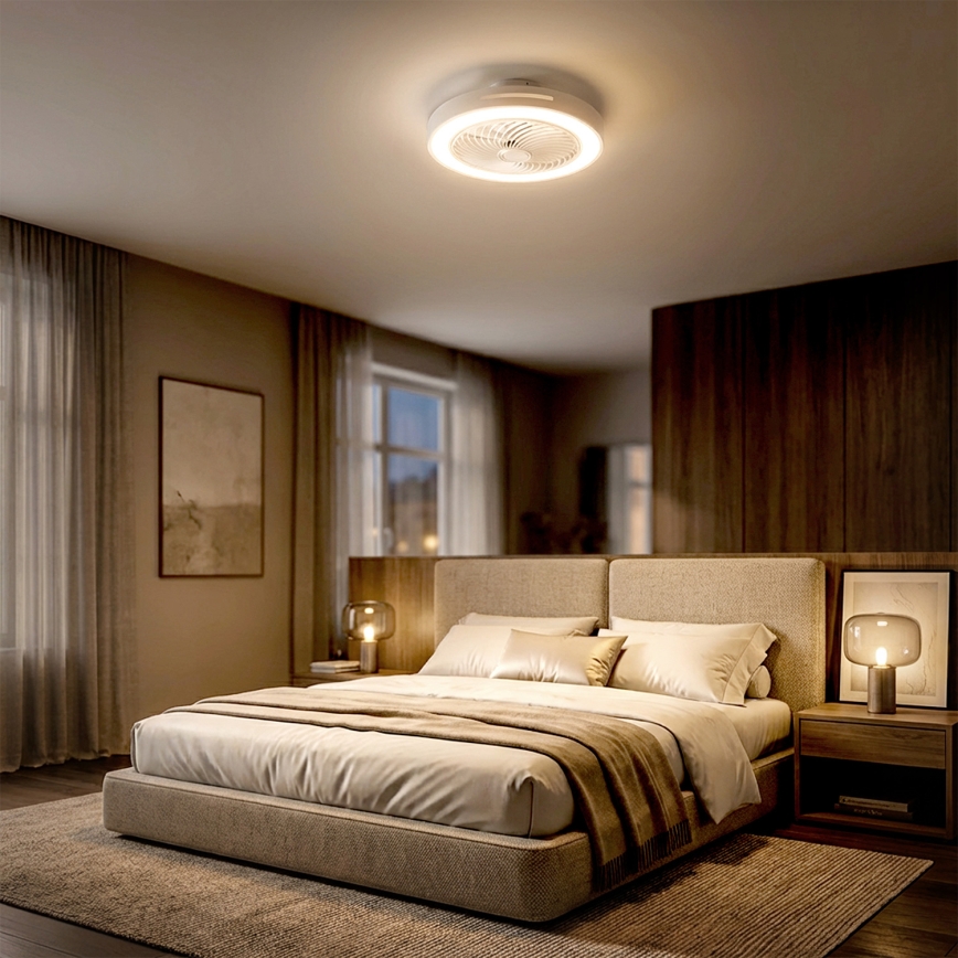 Brilagi - Lámpara de techo LED regulable con ventilador LED/38W/230V 3000-6500K 3000-6500K diámetro 46 cm blanca + mando a distancia
