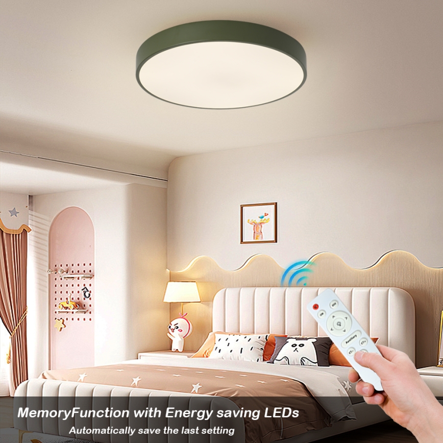 Brilagi - Luminaria de techo LED regulable POOL LED/60W/230V 3000-6000K ø 50 cm verde + control remoto
