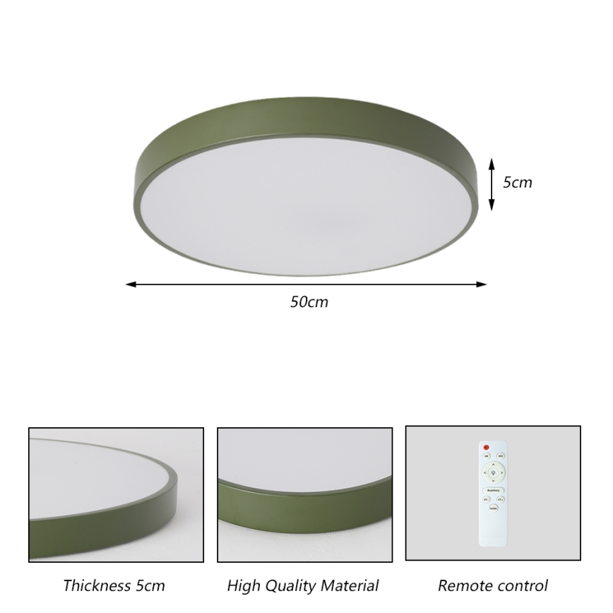 Brilagi - Luminaria de techo LED regulable POOL LED/60W/230V 3000-6000K ø 50 cm verde + control remoto
