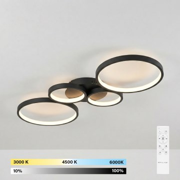 Brilagi - Luminaria LED regulable de techo RINGO LED/34W/230V 3000-6000K 28x78 cm negra + mando a distancia