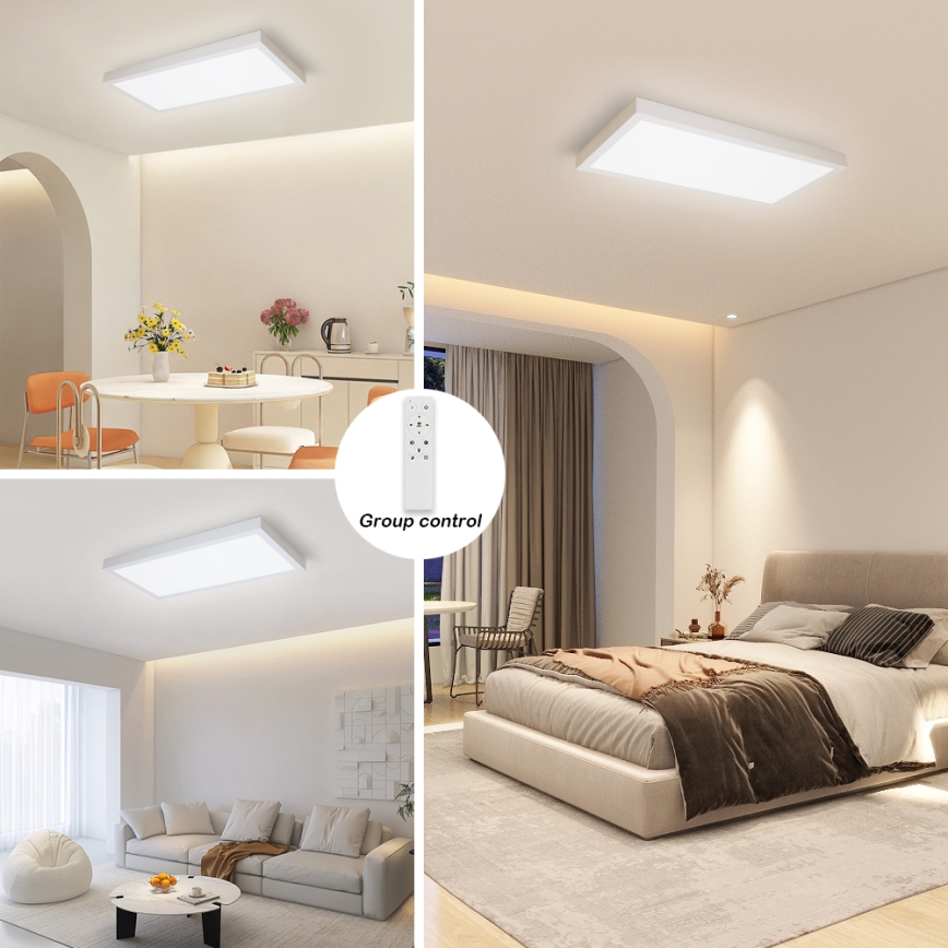 Brilagi - Lámpara de techo para baño LED regulable FRAME SMART LED/30W/230V 30x60 cm 3000-6000K IP44 blanca + mando a distancia