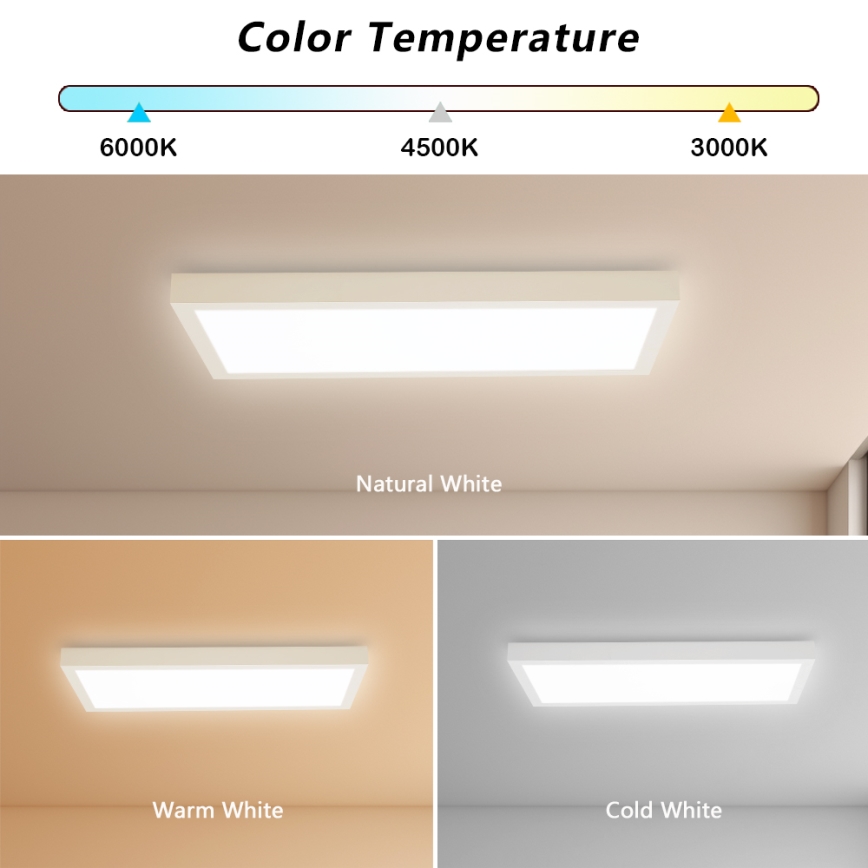 Brilagi - Lámpara de techo para baño LED regulable FRAME SMART LED/30W/230V 30x60 cm 3000-6000K IP44 blanca + mando a distancia