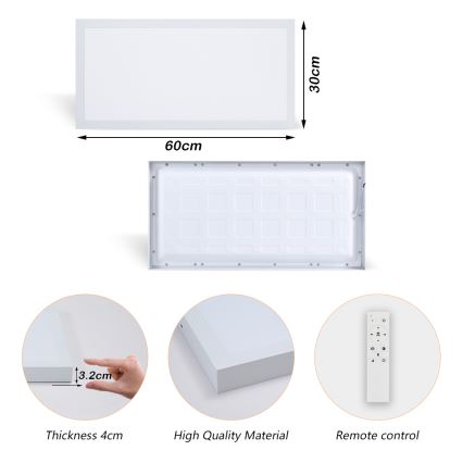 Brilagi - Lámpara de techo para baño LED regulable FRAME SMART LED/30W/230V 30x60 cm 3000-6000K IP44 blanca + mando a distancia