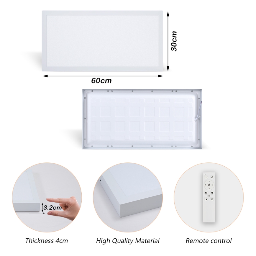 Brilagi - Lámpara de techo para baño LED regulable FRAME SMART LED/30W/230V 30x60 cm 3000-6000K IP44 blanca + mando a distancia