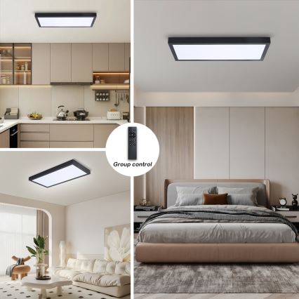 Brilagi - Luminaria de techo LED regulable para baño FRAME SMART LED/30W/230V 30x60 cm 3000-6000K  IP44 negra  + control remoto