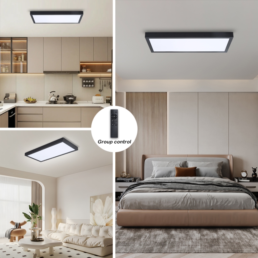 Brilagi - Luminaria de techo LED regulable para baño FRAME SMART LED/30W/230V 30x60 cm 3000-6000K  IP44 negra  + control remoto