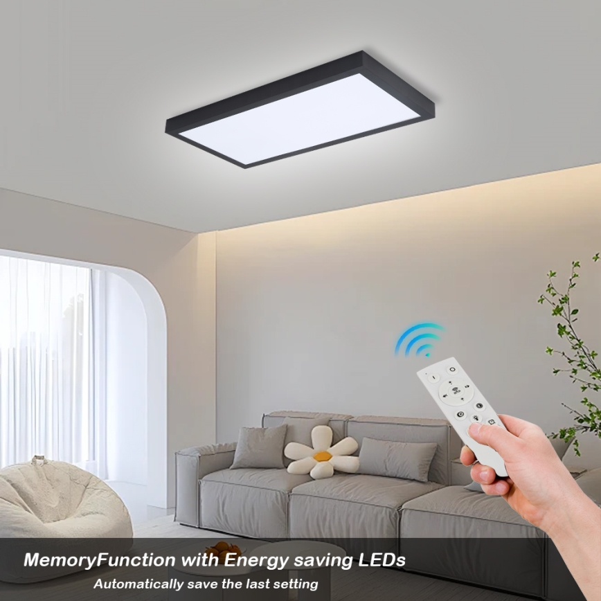 Brilagi - Luminaria de techo LED regulable para baño FRAME SMART LED/30W/230V 30x60 cm 3000-6000K  IP44 negra  + control remoto