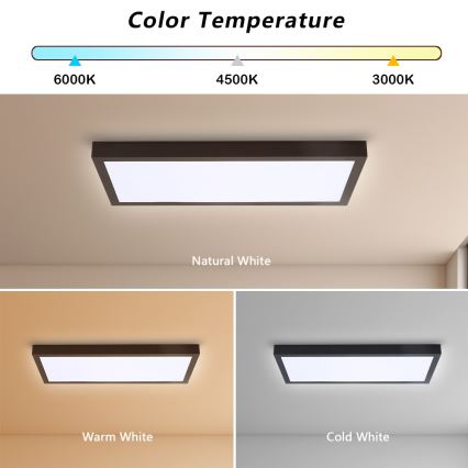 Brilagi - Luminaria de techo LED regulable para baño FRAME SMART LED/30W/230V 30x60 cm 3000-6000K  IP44 negra  + control remoto