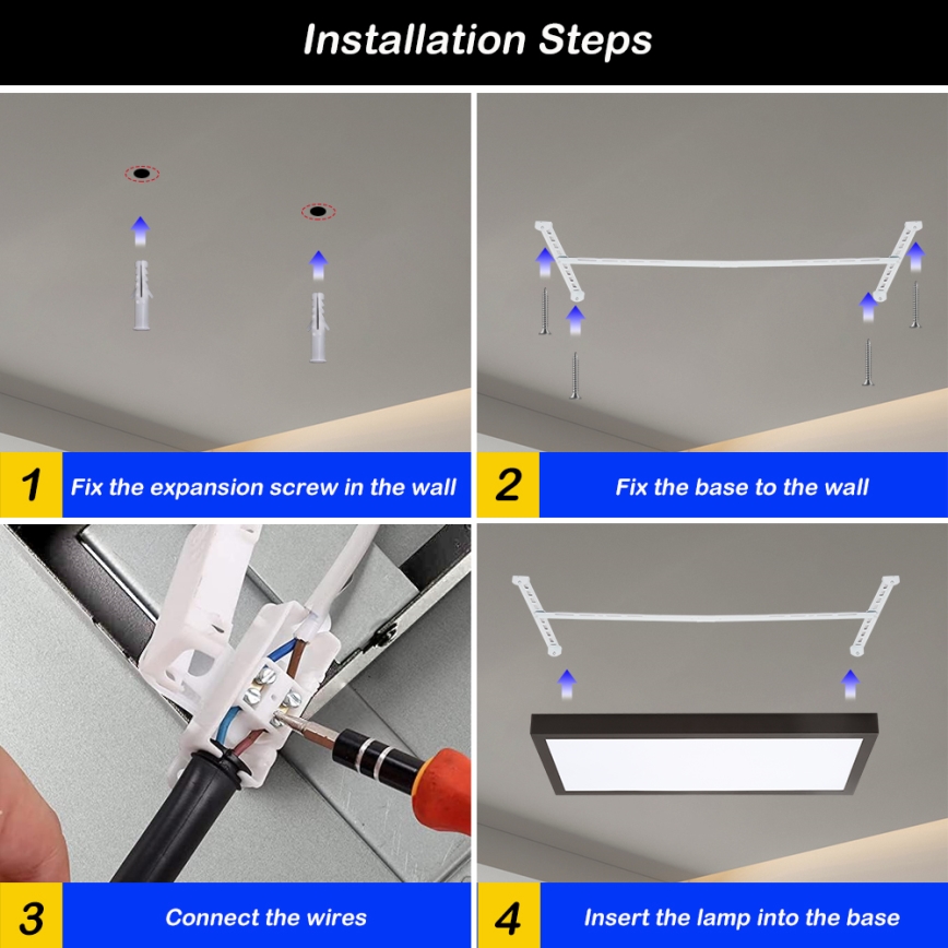 Brilagi - Luminaria de techo LED regulable para baño FRAME SMART LED/30W/230V 30x60 cm 3000-6000K  IP44 negra  + control remoto