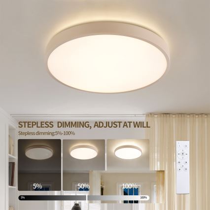 Brilagi - Luminaria de techo LED regulable GLASS POOL DOUBLE LED/48W/230V 3000-6000K 40 cm beige + mando a distancia