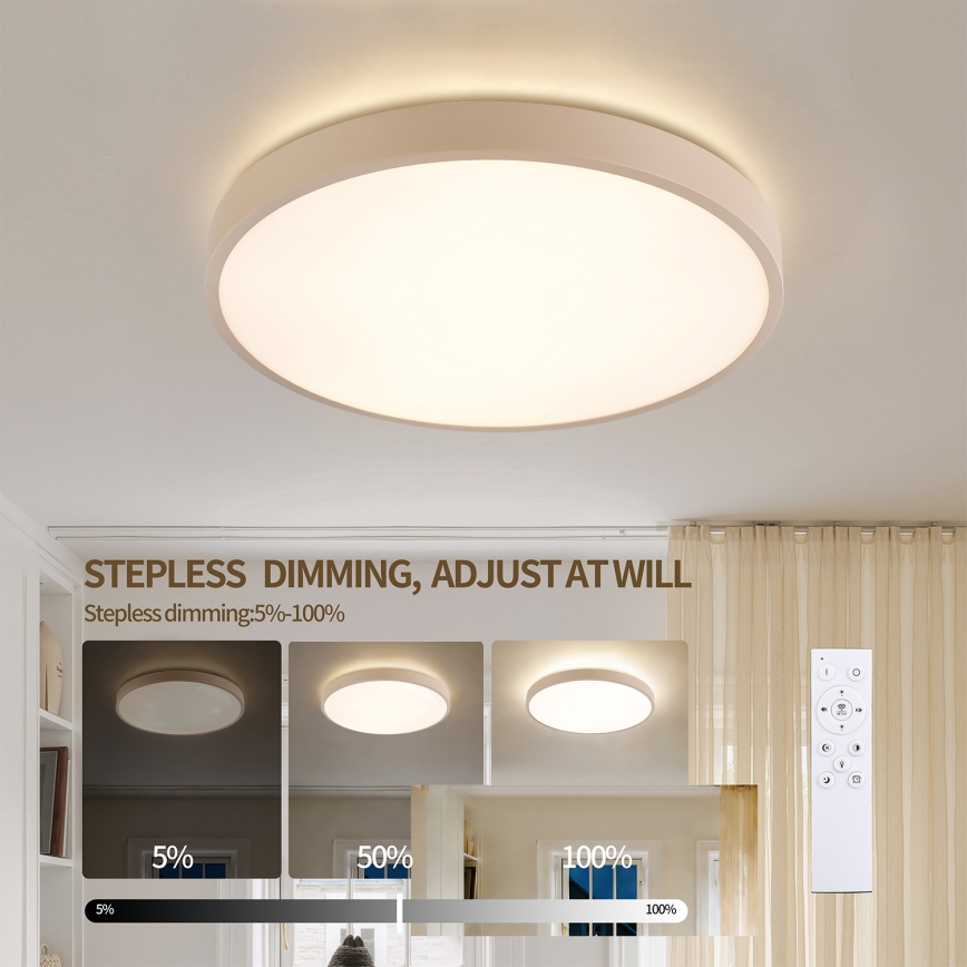 Brilagi - Luminaria de techo LED regulable GLASS POOL DOUBLE LED/48W/230V 3000-6000K 40 cm beige + mando a distancia