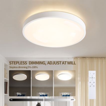 Brilagi - Luminaria de techo LED regulable GLASS POOL DOUBLE LED/48W/230V 3000-6000K 40 cm blanca + mando a distancia