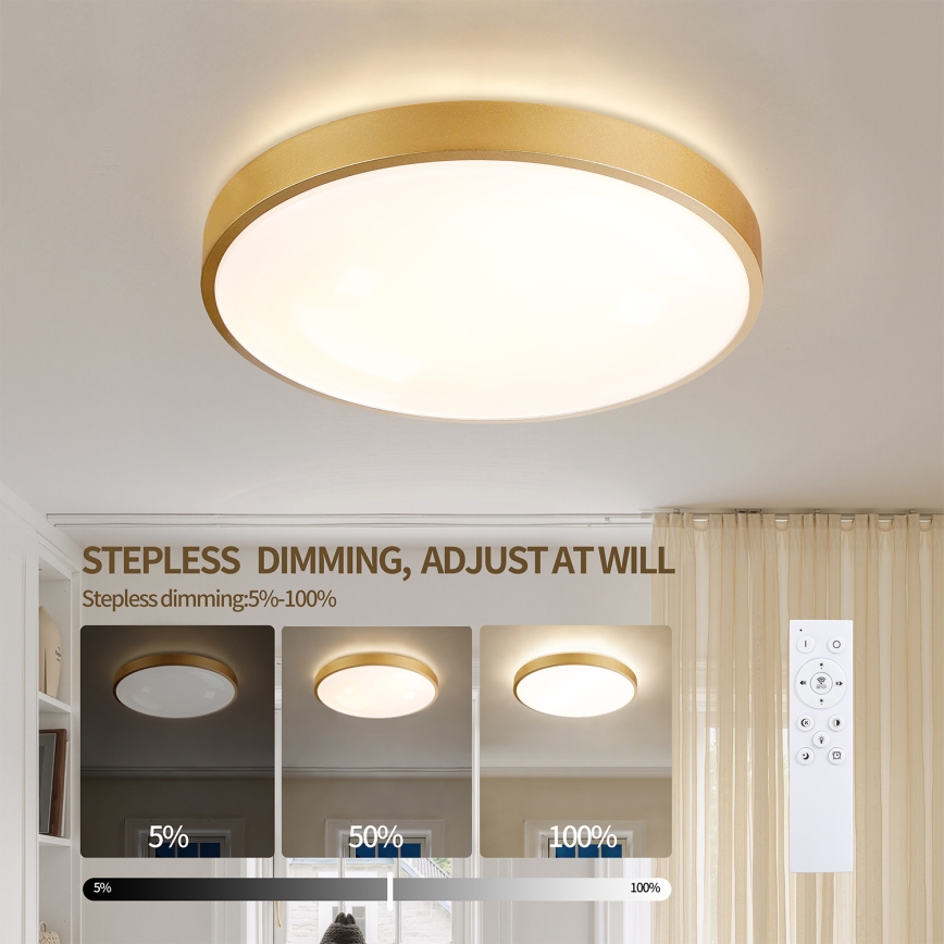 Brilagi - Lámpara de techo LED regulable GLASS POOL DOUBLE LED/48W/230V 3000-6000K 40 cm dorada + mando a distancia