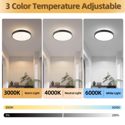 Brilagi - Luminaria de techo LED regulable GLASS POOL DOUBLE LED/48W/230V 3000-6000K 40 cm negra + mando a distancia