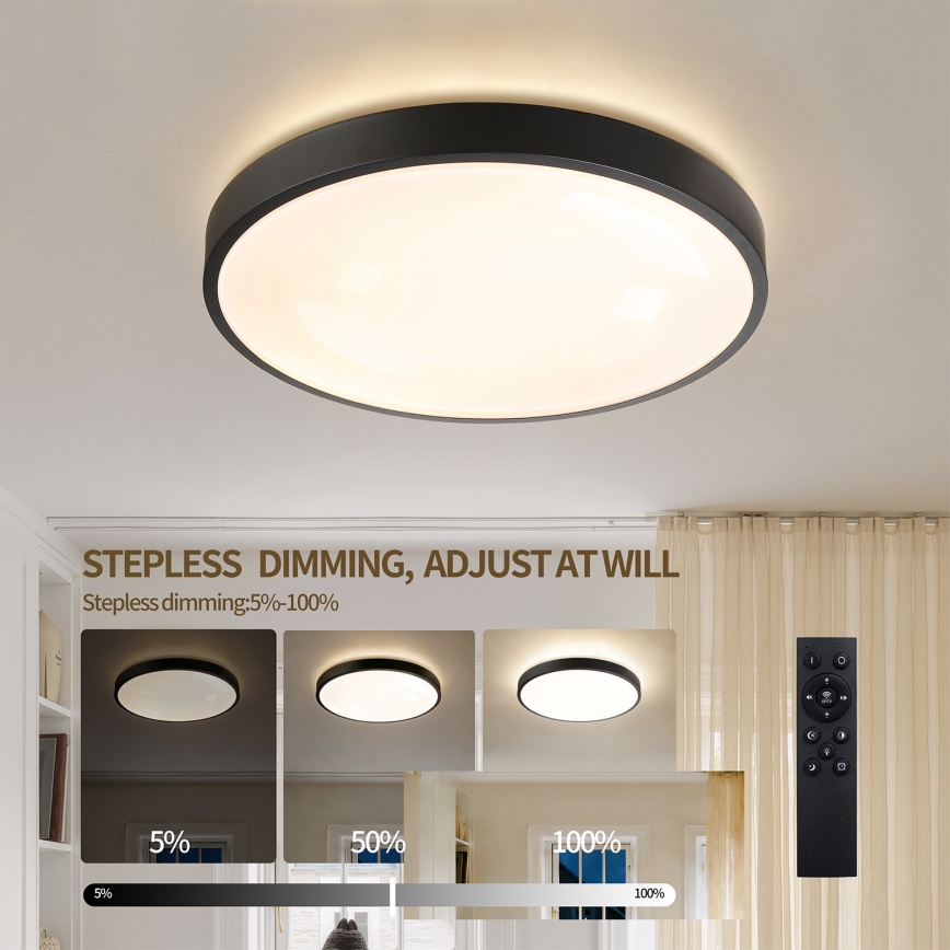 Brilagi - Luminaria de techo LED regulable GLASS POOL DOUBLE LED/48W/230V 3000-6000K 40 cm negra + mando a distancia