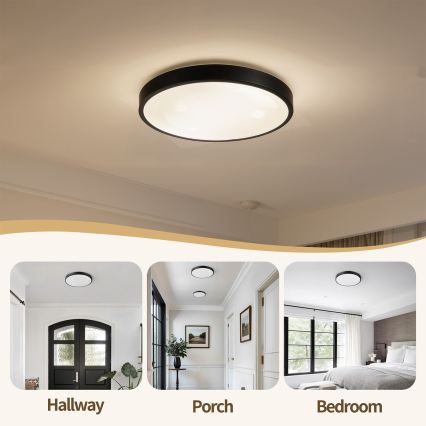 Brilagi - Luminaria de techo LED regulable GLASS POOL DOUBLE LED/48W/230V 3000-6000K 40 cm negra + mando a distancia
