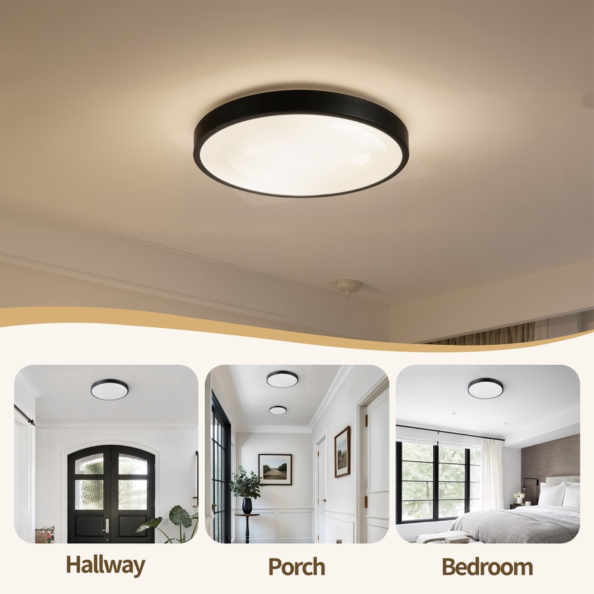 Brilagi - Luminaria de techo LED regulable GLASS POOL DOUBLE LED/48W/230V 3000-6000K 40 cm negra + mando a distancia