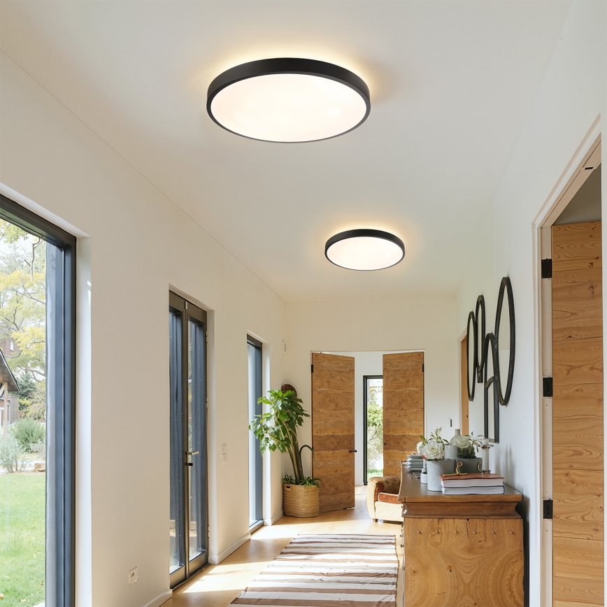 Brilagi - Luminaria de techo LED regulable GLASS POOL DOUBLE LED/48W/230V 3000-6000K 40 cm negra + mando a distancia