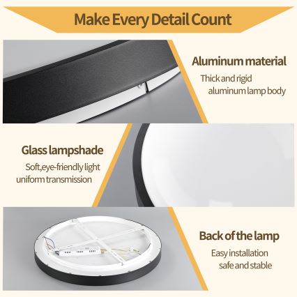 Brilagi - Luminaria de techo LED regulable GLASS POOL DOUBLE LED/48W/230V 3000-6000K 40 cm negra + mando a distancia
