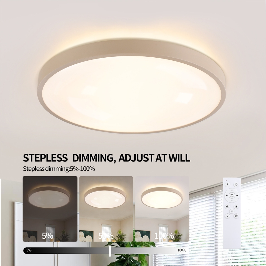 Brilagi - Luminaria de techo LED regulable GLASS POOL DOUBLE LED/60W/230V 3000-6000K 50 cm beige + control remoto