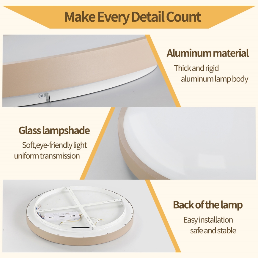 Brilagi - Luminaria de techo LED regulable GLASS POOL DOUBLE LED/60W/230V 3000-6000K 50 cm beige + control remoto