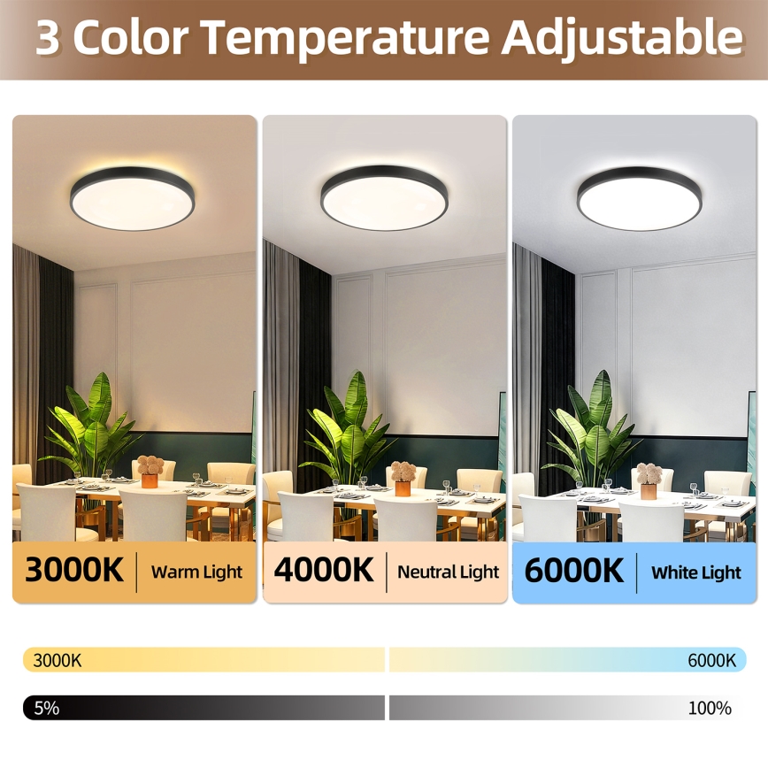 Brilagi - Luminaria LED regulable de techo GLASS POOL DOUBLE LED/60W/230V 3000-6000K 50 cm negra + mando a distancia