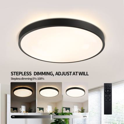 Brilagi - Luminaria LED regulable de techo GLASS POOL DOUBLE LED/60W/230V 3000-6000K 50 cm negra + mando a distancia