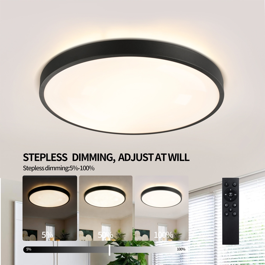 Brilagi - Luminaria LED regulable de techo GLASS POOL DOUBLE LED/60W/230V 3000-6000K 50 cm negra + mando a distancia