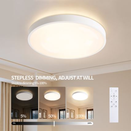 Brilagi - Lámpara de techo LED regulable GLASS POOL DOUBLE LED/80W/230V 3000-6000K 60 cm blanco + mando a distancia