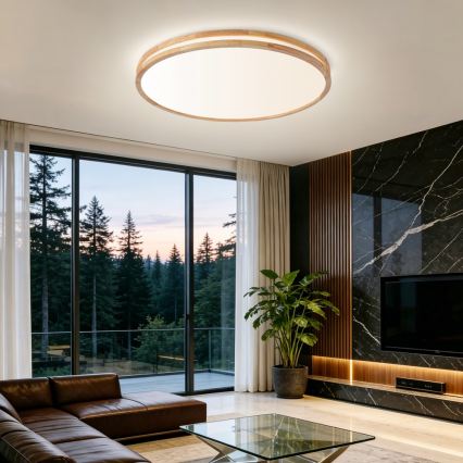 BRILAGI - Luminaria de techo LED regulable MOLINA LED/100W/230V 3000-6000K roble Ø 80 cm + mando a distancia