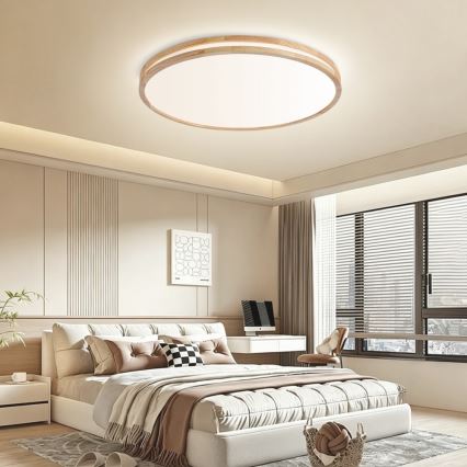 BRILAGI - Luminaria de techo LED regulable MOLINA LED/100W/230V 3000-6000K roble Ø 80 cm + mando a distancia
