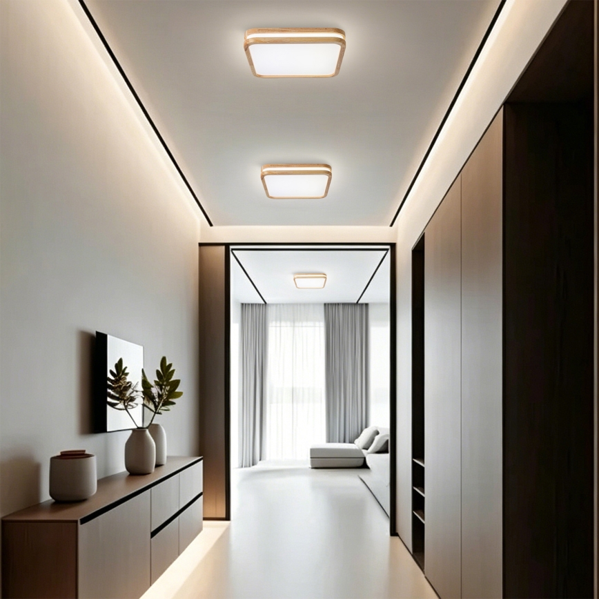 BRILAGI - Plafón LED regulable MOLINA SQUARE LED/48W/230V 3000-6000K roble 40x40 cm + mando a distancia