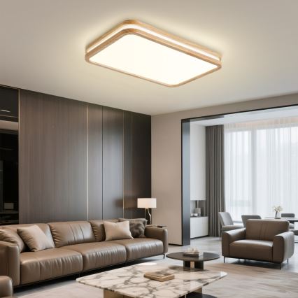 BRILAGI - Lámpara de techo LED regulable MOLINA SQUARE LED/54W/230V 3000-6000K roble 60x40 cm + control remoto