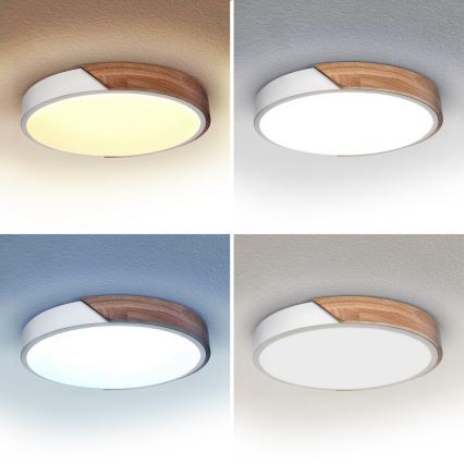 Brilagi - Plafón de techo LED regulable PILANA LED/48W/230V 3000-6500K roble/blanco Ø 40 cm + mando a distancia