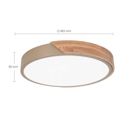 BRILAGI - Luminaria de techo LED regulable PILANA LED/48W/230V 3000-6500K roble/dorado Ø 40 cm + mando a distancia