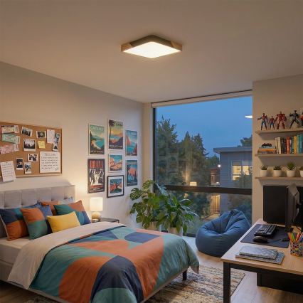 Brilagi - Lámpara de techo LED regulable PILANA LED/48W/230V 3000-6500K roble/negro 42x42 cm + mando a distancia