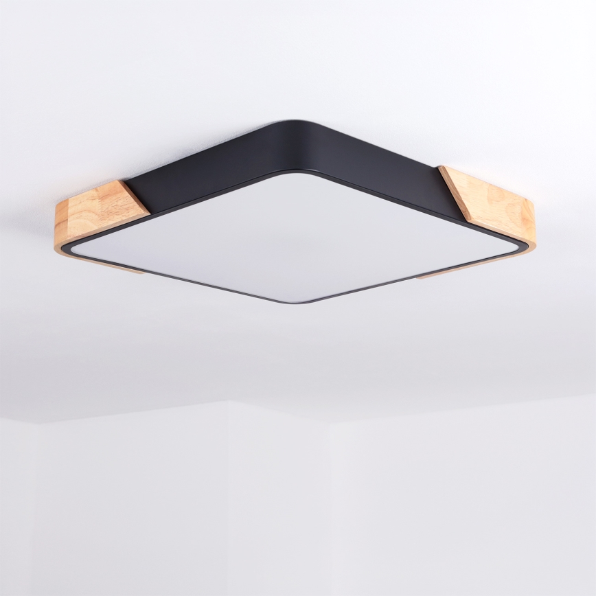 Brilagi - Lámpara de techo LED regulable PILANA LED/48W/230V 3000-6500K roble/negro 42x42 cm + mando a distancia